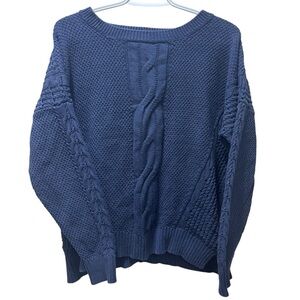 Tommy Hilfiger Navy Blue Cotton Knit Sweater Jumper Crew Neck Long Sleeve Sz L